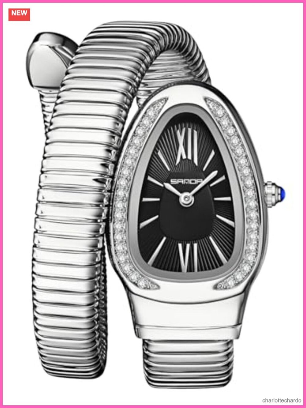 Snake Bracelet Watch Quartz Bangle Cuff Wristwatch for Dress & Gift
